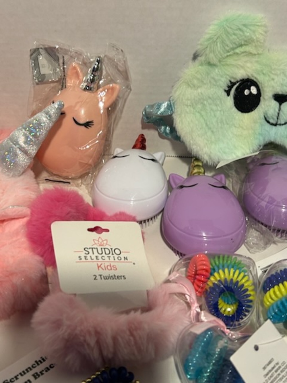 Kids plush head band hair ties plush eye mask accessories lot - Picture 4 of 9
